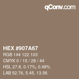 Color code: HEX #907A67 | qconv.com