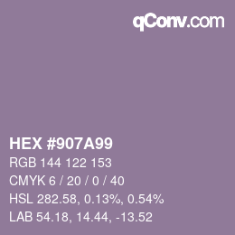 Color code: HEX #907A99 | qconv.com