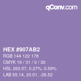 Color code: HEX #907AB2 | qconv.com