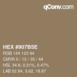 Código de color: HEX #907B5E | qconv.com
