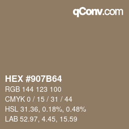 Color code: HEX #907B64 | qconv.com