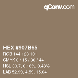 Color code: HEX #907B65 | qconv.com
