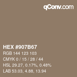 颜色代码: HEX #907B67 | qconv.com
