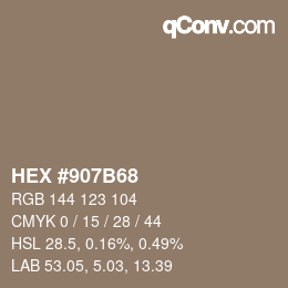 カラーコード: HEX #907B68 | qconv.com