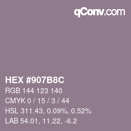 Color code: HEX #907B8C | qconv.com