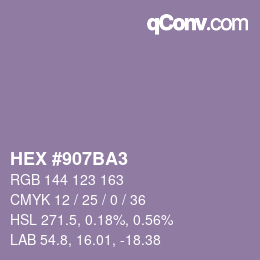 颜色代码: HEX #907BA3 | qconv.com