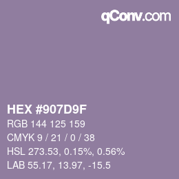 Color code: HEX #907D9F | qconv.com