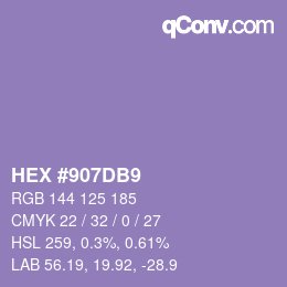 Color code: HEX #907DB9 | qconv.com