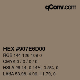 Color code: HEX #907E6D00 | qconv.com