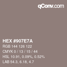Código de color: HEX #907E7A | qconv.com