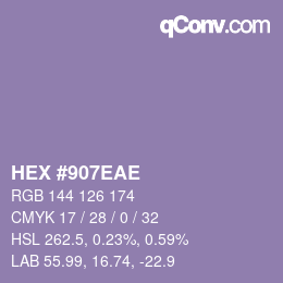 カラーコード: HEX #907EAE | qconv.com