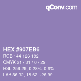 カラーコード: HEX #907EB6 | qconv.com