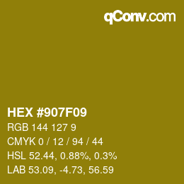 カラーコード: HEX #907F09 | qconv.com