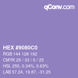 カラーコード: HEX #9080C0 | qconv.com