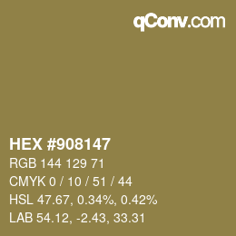 Color code: HEX #908147 | qconv.com