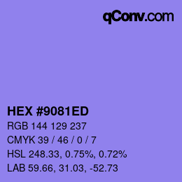 カラーコード: HEX #9081ED | qconv.com
