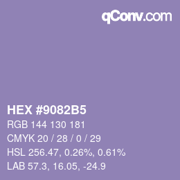 颜色代码: HEX #9082B5 | qconv.com