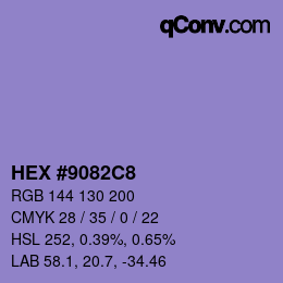 Color code: HEX #9082C8 | qconv.com
