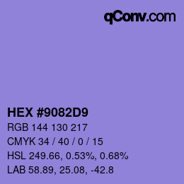 Color code: HEX #9082D9 | qconv.com