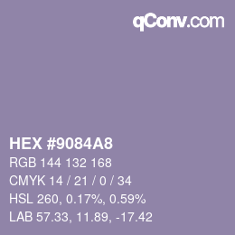 カラーコード: HEX #9084A8 | qconv.com