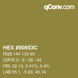 Color code: HEX #90853C | qconv.com