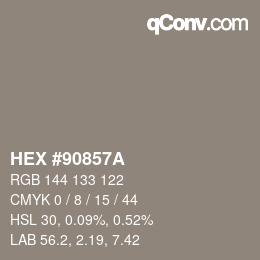 颜色代码: HEX #90857A | qconv.com