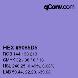 Color code: HEX #9085D5 | qconv.com