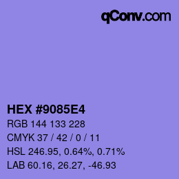 Color code: HEX #9085E4 | qconv.com