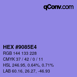 Código de color: HEX #9085E4 | qconv.com