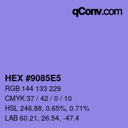 颜色代码: HEX #9085E5 | qconv.com