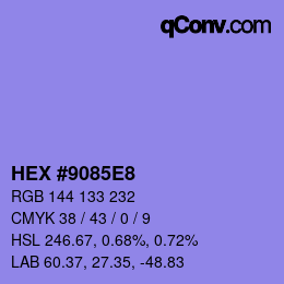 Color code: HEX #9085E8 | qconv.com