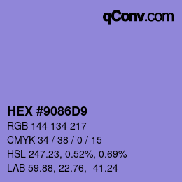 Color code: HEX #9086D9 | qconv.com