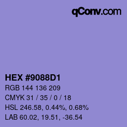 Color code: HEX #9088D1 | qconv.com