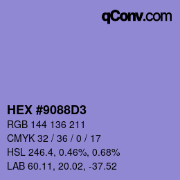 Color code: HEX #9088D3 | qconv.com