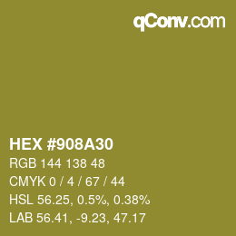 カラーコード: HEX #908A30 | qconv.com