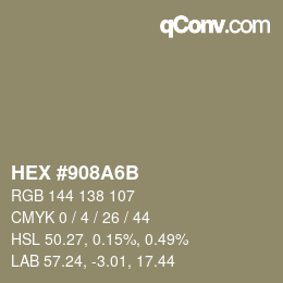 カラーコード: HEX #908A6B | qconv.com