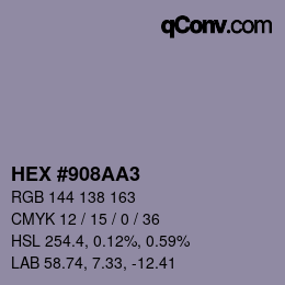 Farbcode: HEX #908AA3 | qconv.com