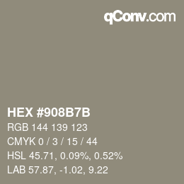 颜色代码: HEX #908B7B | qconv.com