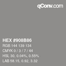 Color code: HEX #908B86 | qconv.com