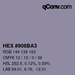 カラーコード: HEX #908BA3 | qconv.com