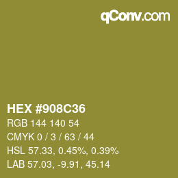 カラーコード: HEX #908C36 | qconv.com