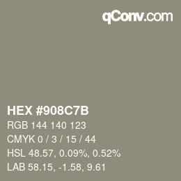 Color code: HEX #908C7B | qconv.com