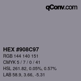 Color code: HEX #908C97 | qconv.com