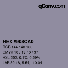 颜色代码: HEX #908CA0 | qconv.com