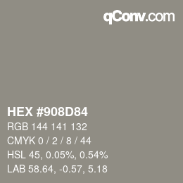 Color code: HEX #908D84 | qconv.com