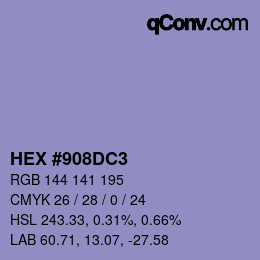 カラーコード: HEX #908DC3 | qconv.com