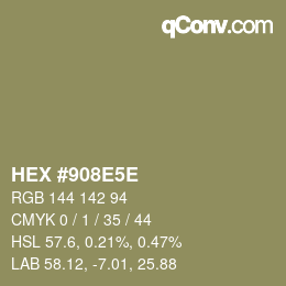 Color code: HEX #908E5E | qconv.com