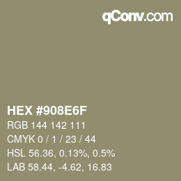 颜色代码: HEX #908E6F | qconv.com