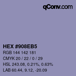 Color code: HEX #908EB5 | qconv.com