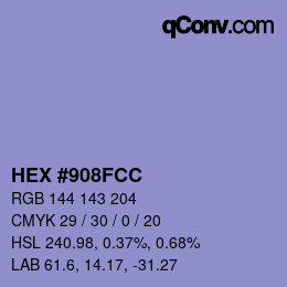 Farbcode: HEX #908FCC | qconv.com